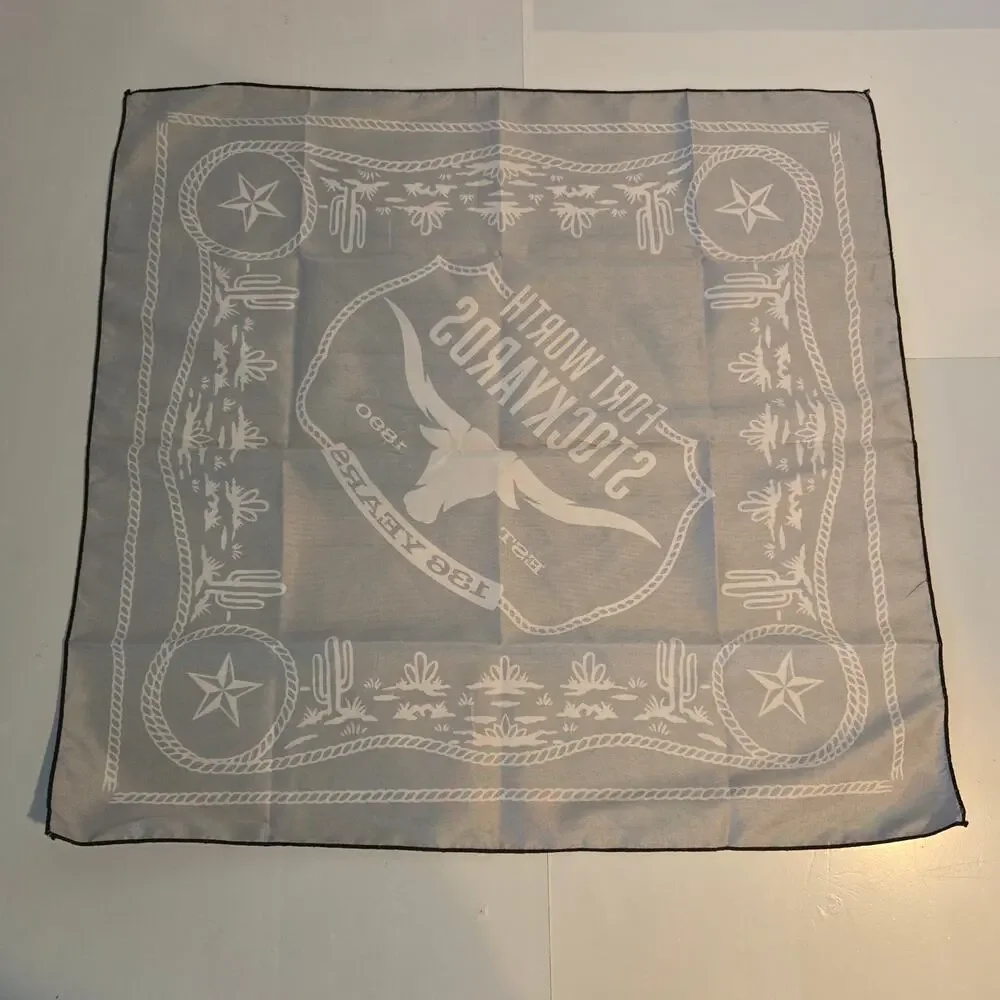 Fort Worth Stockyards 136 Years Bandana Black White Western Cowboy‎